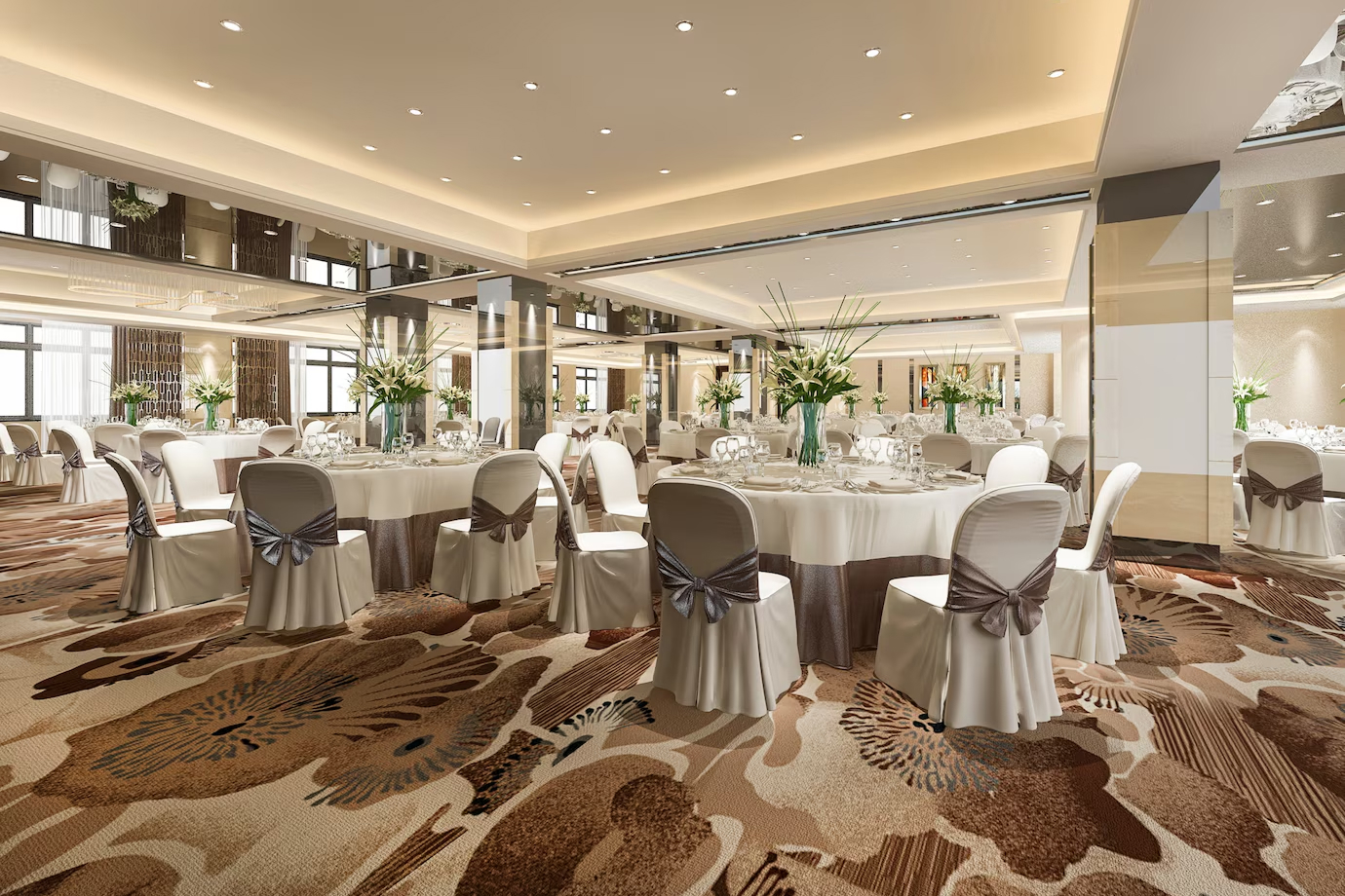 Busy hotel lobby with high-traffic areas